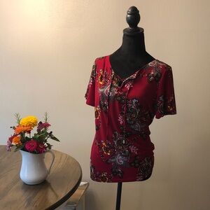 Liz Claiborne Red Paisley Blouse